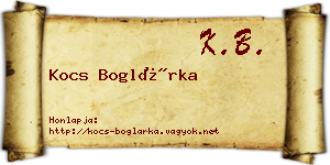 Kocs Boglárka névjegykártya